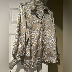 New satin tiger long sleeve small blouse